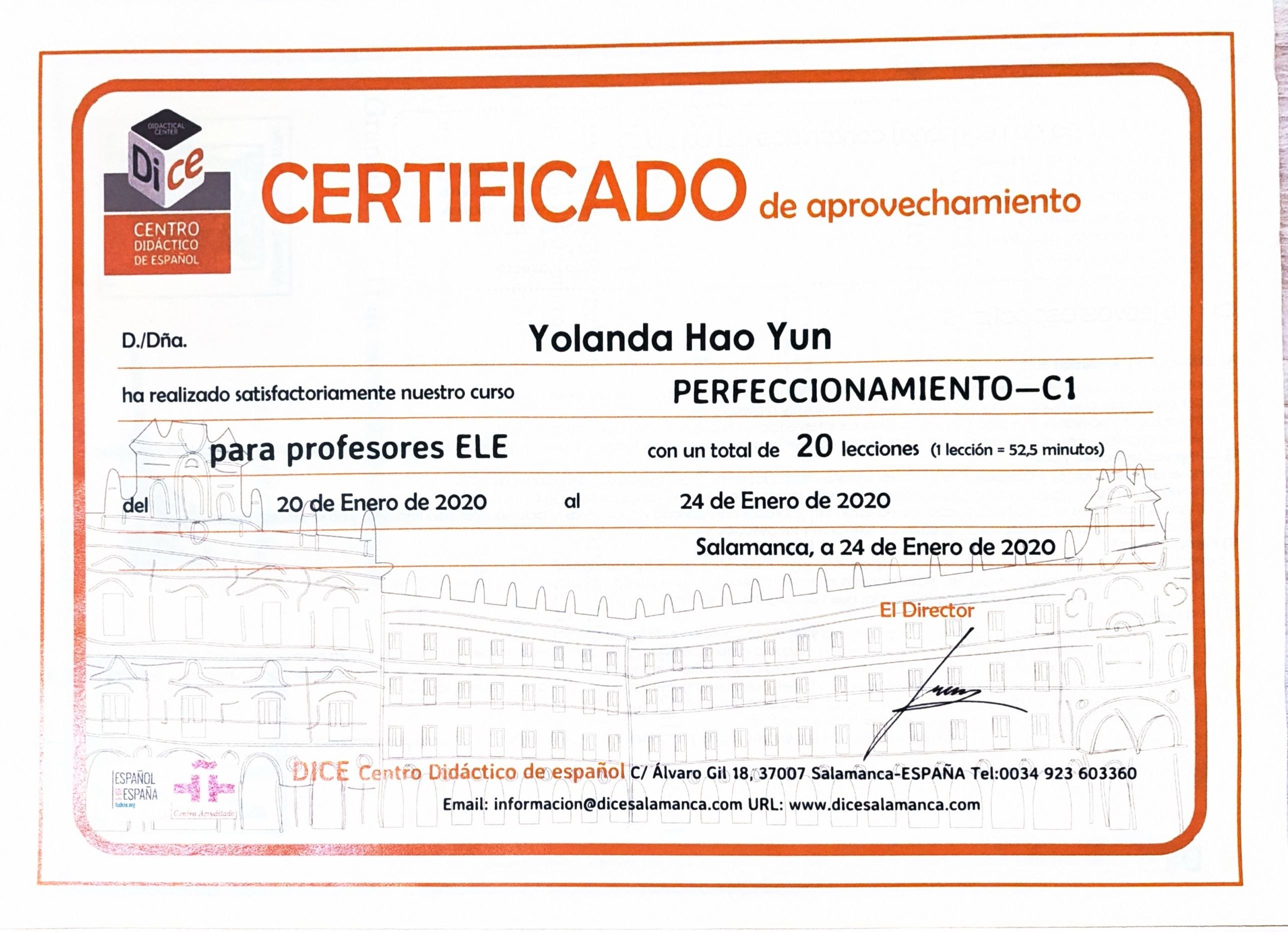 Certificado DICE Salamanca para profesores ELE